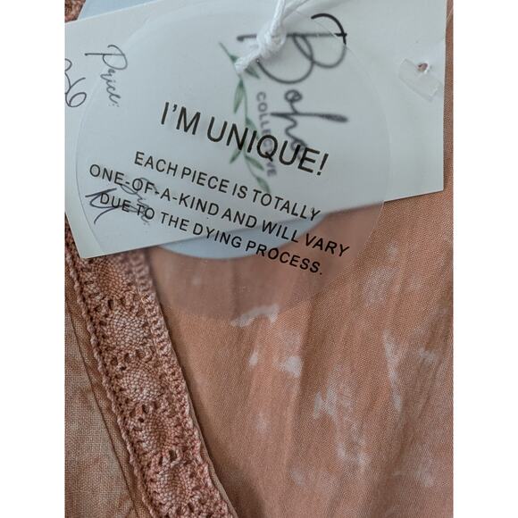 Cloud Ten Womens Boho Surplus Crochet Neckline Cropped Peplum Top Size M‎ Peach - Picture 6 of 10